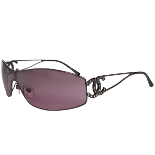 Vintage Chanel Diamante Wraparound Sunglasses in Pink / Purple | NITRYL