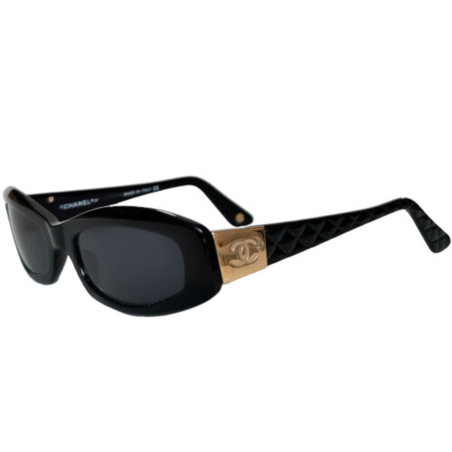 Vintage Chanel Chunky Logo Sunglasses in Black / Gold | NITRYL