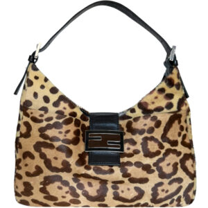 Vintage Fendi Leopard Print Calfskin Shoulder Baguette Bag | NITRYL