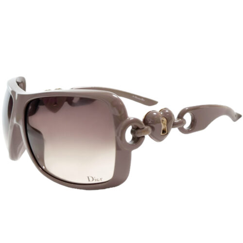 Vintage Dior Heart Lock Logo Oversized Sunglasses in Grey - Lilac / Gold | NITRYL