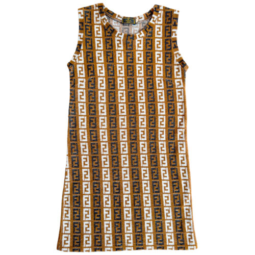 Vintage Fendi Monogram Terrycloth Mini Dress in Brown Size M | NITRYL