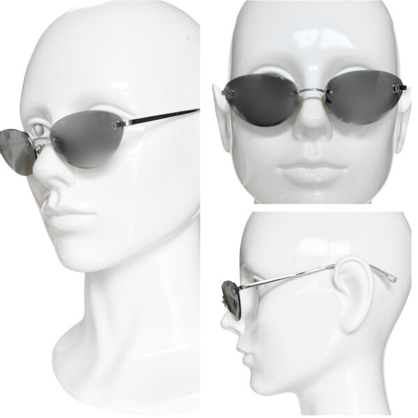 Chanel Rimless Mirrored Sunglasses in Silver - Image 4