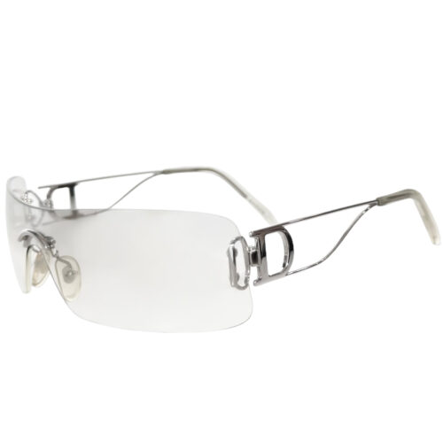 Vintage Dior Diorella Rimless Wraparound Sunglasses in Clear / Silver | NITRYL
