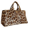 Prada Leopard Print Calfskin Canapa Tote Bag in Brown / Beige / Gold - Image 2