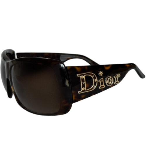 Vintage Dior Logo Oversized Sunglasses in Tortoiseshell Brown / Gold | NITRYL