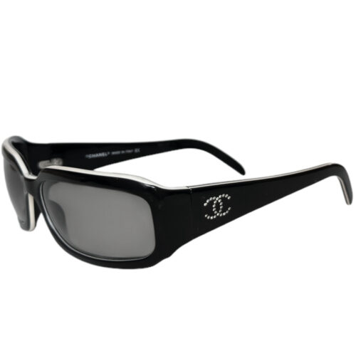 Vintage Chanel Diamante Logo Chunky Sunglasses in Black / White | NITRYL