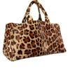 Prada Leopard Print Calfskin Canapa Tote Bag in Brown / Beige / Gold - Image 4