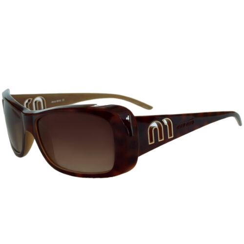 Vintage Miu Miu Logo Cutout Sunglasses In Brown / Gold | NITRYL