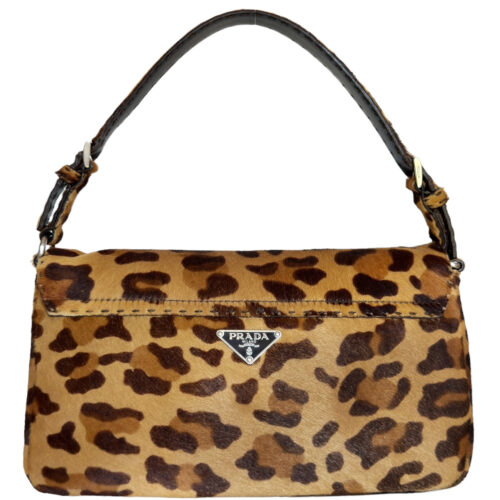 Vintage Prada Leopard Print Calfskin Buckle Shoulder Bag | NITRYL