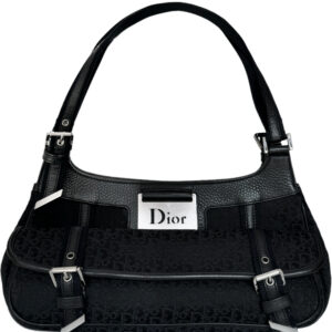 Vintage Dior Monogram Pocket Columbus Shoulder Bag in Black / Silver | NITRYL