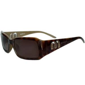 Vintage Miu Miu Logo Cutout Sunglasses in Brown / Gold | NITRYL