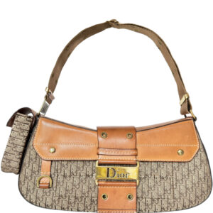 Vintage Dior Monogram Street Chic Columbus Pocket Shoulder Bag in Beige / Tan / Gold | NITRYL