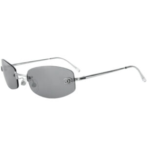 Vintage Chanel Mirrored Rimless Oval Sunglasses in Silver | NITRYL