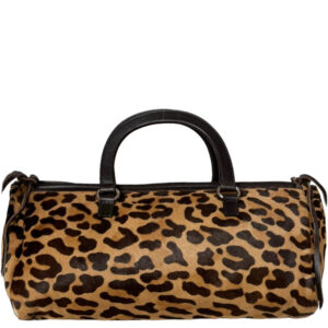 Vintage Prada Leopard Print Calfskin Top Handle Bag in Brown | NITRYL