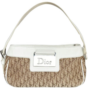 Vintage Dior Monogram Mini Columbus Shoulder Bag in Beige / White / Silver | NITRYL