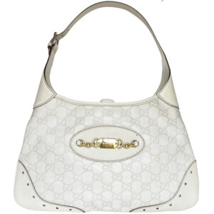 Vintage Gucci Monogram Hobo Shoulder Bag in Cream - Off White / Gold | NITRYL