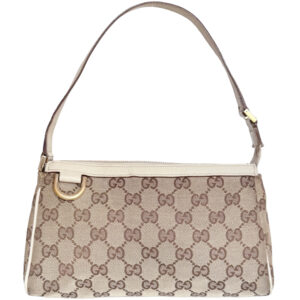 Vintage Gucci Monogram Mini Shoulder Bag in Beige / Cream / Gold | NITRYL