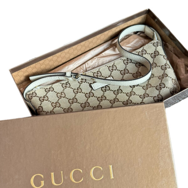 Gucci Monogram Mini Shoulder Bag in Beige / White / Gold - Image 8