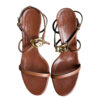 Gucci Logo Strappy Heels in Tan / Gold UK 4.5 - Image 2