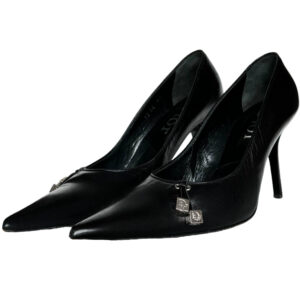 Vintage Dior Dice Logo Heels in Black / Silver UK 4 | NITRYL