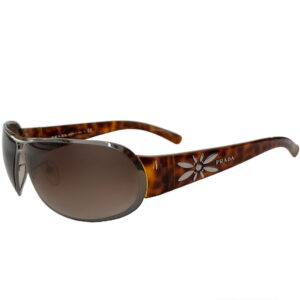 Vintage Prada Flower Logo Rimless Sunglasses in Tortoiseshell Brown / Silver | NITRYL