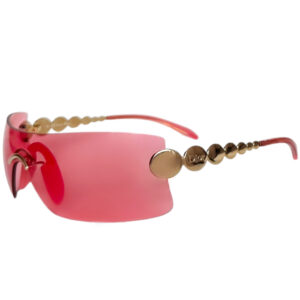 Vintage Dior Logo Millennium Wraparound Sunglasses in Pink / Gold | NITRYL