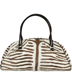 Vintage Prada Calfskin Zebra Print Bag in White / Brown | NITRYL