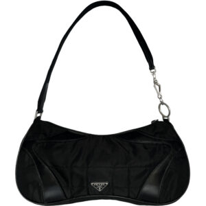 Vintage Prada Nylon Quilted Shoulder Bag in Black / Silver | NITRYL