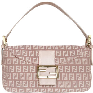 Vintage Fendi Monogram Shoulder Baguette Bag in Dusty Pink / Gold | NITRYL