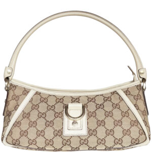 Vintage Gucci Monogram D Ring Shoulder Bag in Beige / Cream / Gold | NITRYL