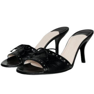 Vintage Chanel Bow Logo Heels in Black UK 3 | NITRYL