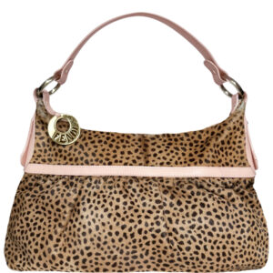 Vintage Fendi Leopard Print Calfskin Chef Shoulder Bag in Brown / Baby Pink / Gold | NITRYL