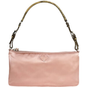 Vintage Prada Satin Exotic Mini Shoulder Bag in Pink / Silver | NITRYL