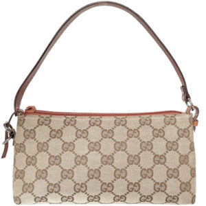 Vintage Gucci Monogram Mini Shoulder Bag in Beige / Tan | NITRYL