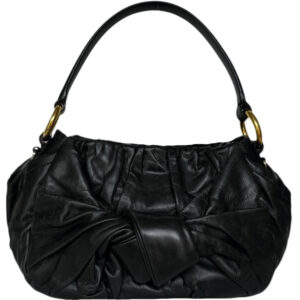 Vintage Prada Knot Leather Shoulder Bag in Black / Gold | NITRYL