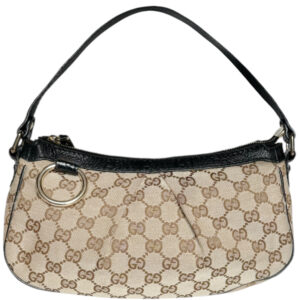 Gucci Monogram Shoulder Bag in Beige / Black / Gold | NITRYL