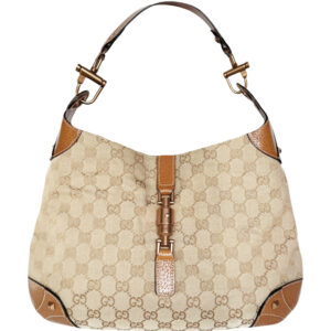 Vintage Gucci Monogram Hobo Shoulder Bag in Beige / Tan | NITRYL