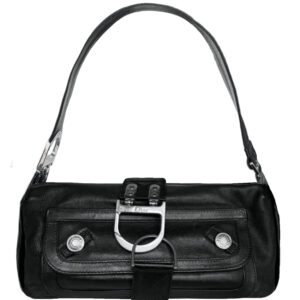 Vintage Dior Leather Flight Shoulder Bag in Black / Silver | NITRYL