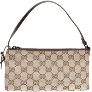 Vintage Gucci Monogram Mini Shoulder Bag in Beige / Brown | NITRYL