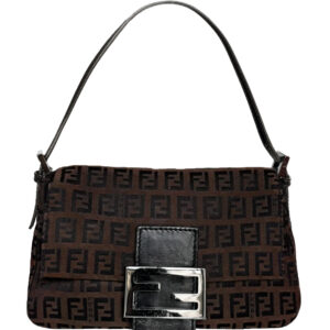 Vintage Fendi Monogram Mini Mamma Shoulder Baguette Bag in Brown / Black | NITRYL