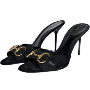 Vintage Gucci Monogram Horsebit Heels in Black / Gold UK 4 | NITRYL