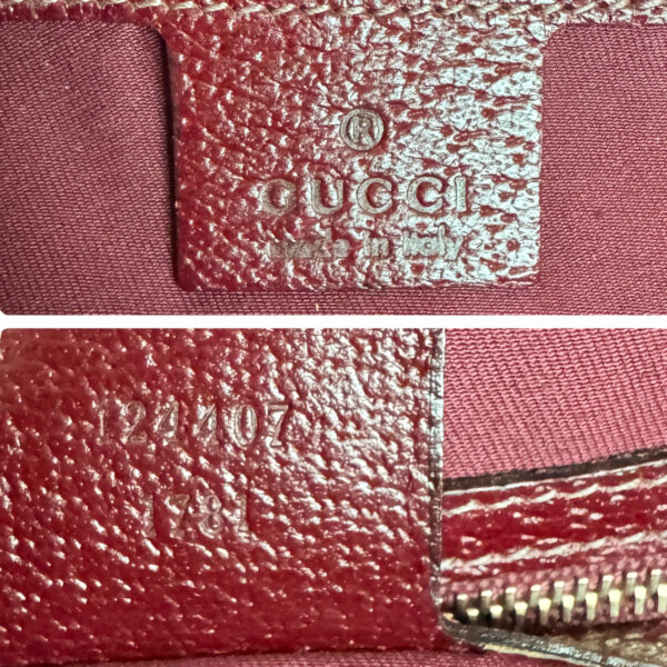 Gucci Monogram Jackie Shoulder Bag in Beige / Maroon Red / Gold - Image 8