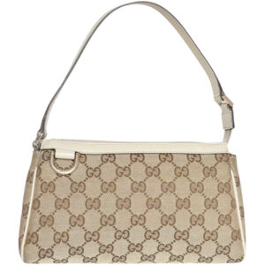 Vintage Gucci Monogram Mini Shoulder Bag in Beige / Cream / Gold | NITRYL