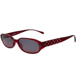 Vintage Chanel Logo Diamante Chunky Sunglasses in Red / Silver | NITRYL