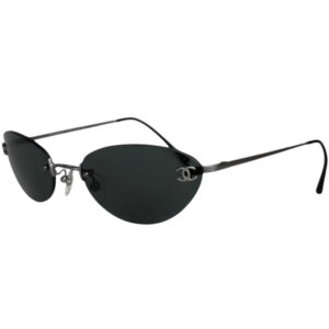 Vintage Chanel Rimless Logo Sunglasses in Black / Silver | NITRYL