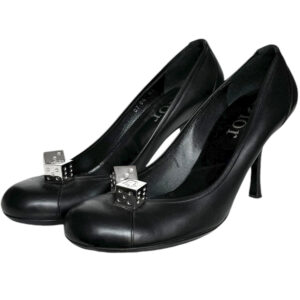 Vintage Dior Dice Logo Heels in Black / Silver UK 5.5 | NTIRYL