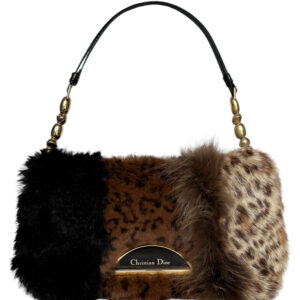 Vintage Dior Fur Leopard Print Malice Shoulder Bag in Brown / Gold | NITRYL