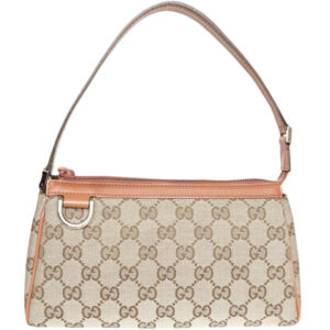 Vintage Gucci Monogram Mini Shoulder Bag in Beige / Tan / Gold | NITRYL