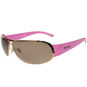 Vintage Prada Logo Wraparound Sunglasses in Pink / Gold | NITRYL