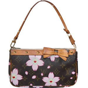 Vintage Louis Vuitton Monogram Murakami Blossom Pochete Shoulder Bag in Brown / Pink | NITRYL